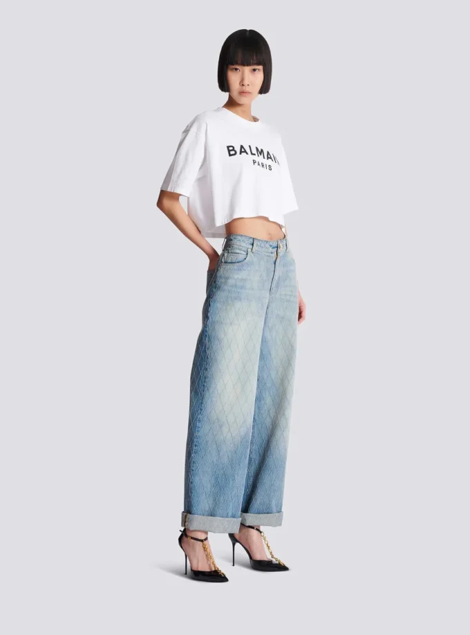 T-shirt with Balmain Paris print T-shirt with Balmain Paris print