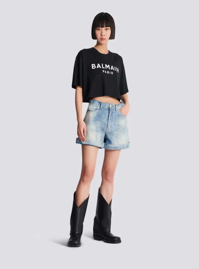 T-shirt with Balmain Paris print T-shirt with Balmain Paris print