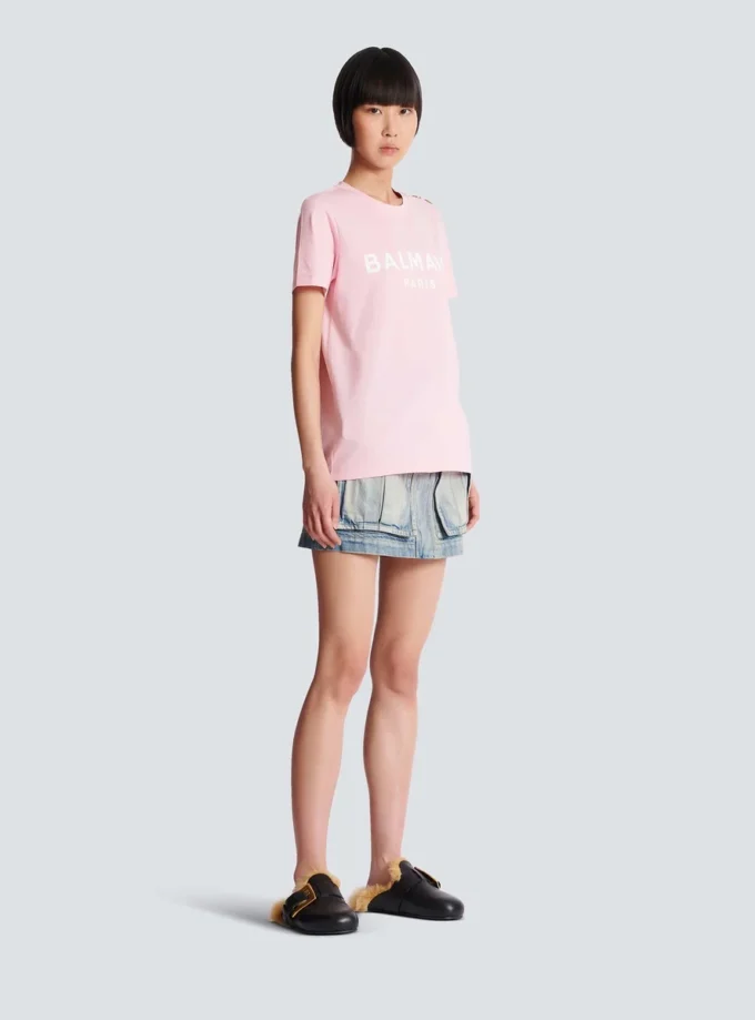 T-shirt with Balmain Paris print T-shirt with Balmain Paris print