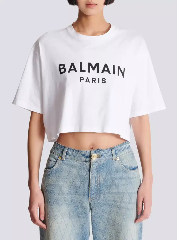 T-shirt with Balmain Paris print T-shirt with Balmain Paris print