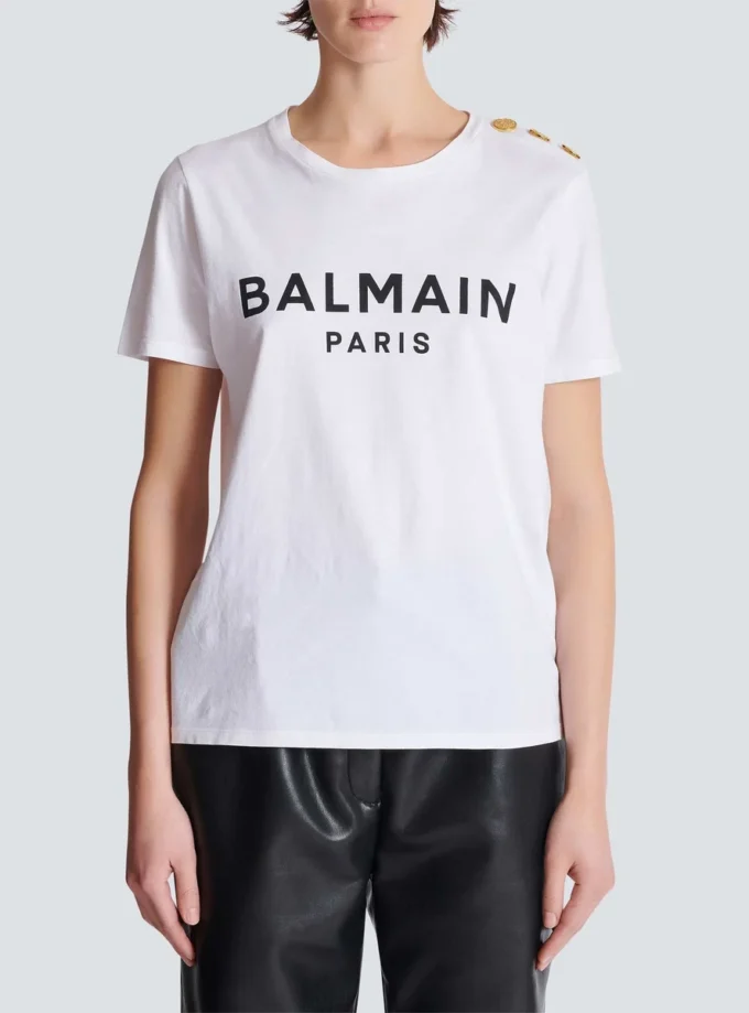 T-shirt with Balmain Paris print T-shirt with Balmain Paris print