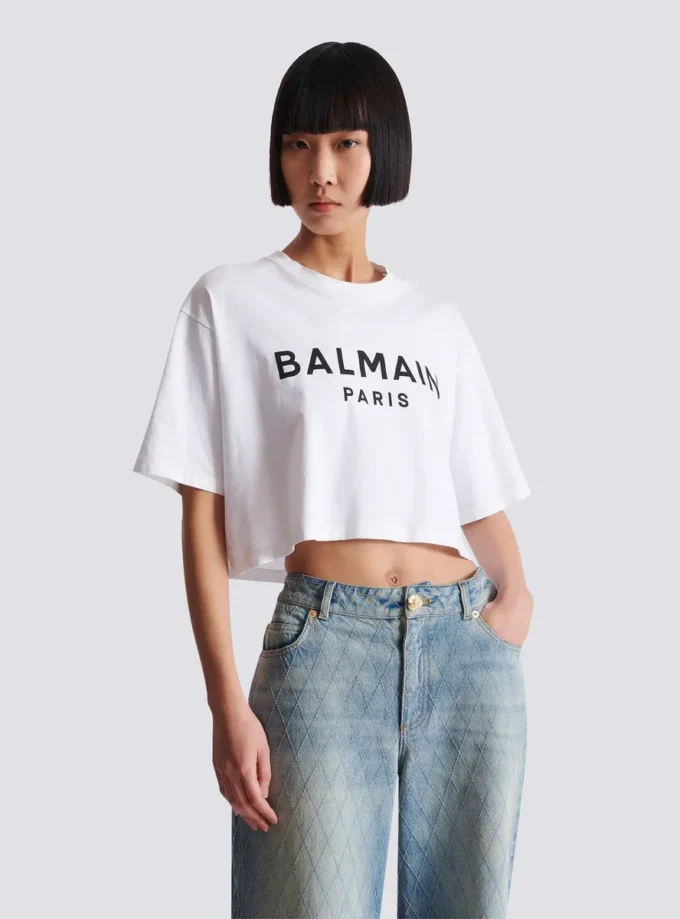 T-shirt with Balmain Paris print T-shirt with Balmain Paris print