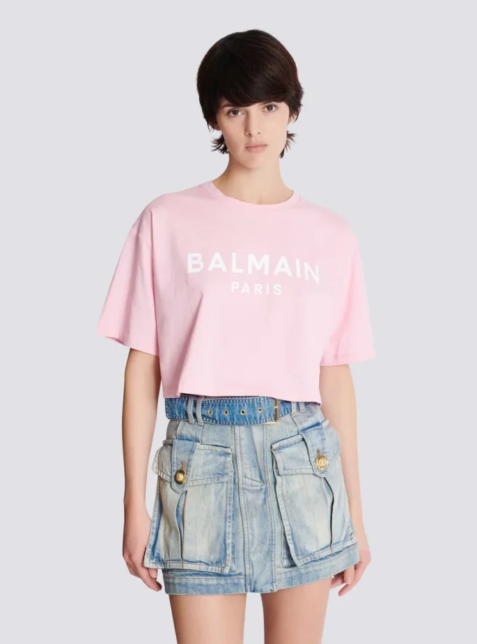 T-shirt with Balmain Paris print T-shirt with Balmain Paris print