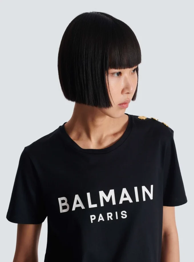 T-shirt with Balmain Paris print T-shirt with Balmain Paris print
