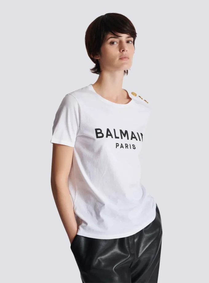 T-shirt with Balmain Paris print T-shirt with Balmain Paris print