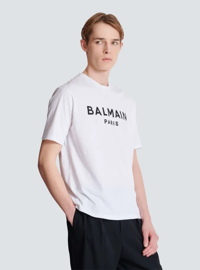 T-shirt with Balmain Paris print T-shirt with Balmain Paris print