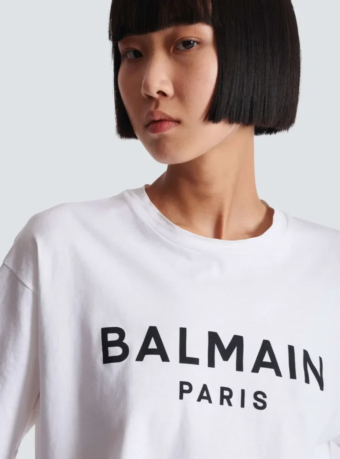 T-shirt with Balmain Paris print T-shirt with Balmain Paris print