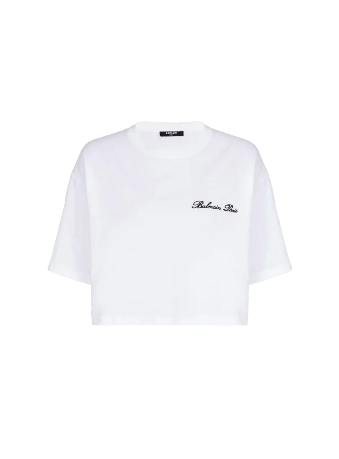 T-shirt with Balmain Signature embroidery T-shirt with Balmain Signature embroidery