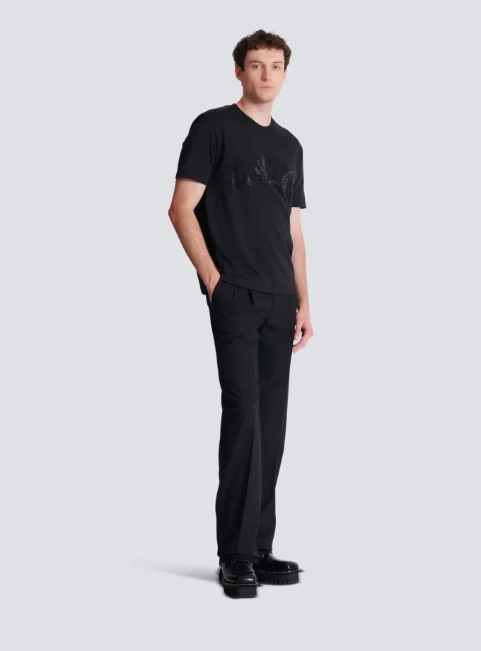 T-shirt with embroidered crystal spray effect T-shirt with embroidered crystal spray effect