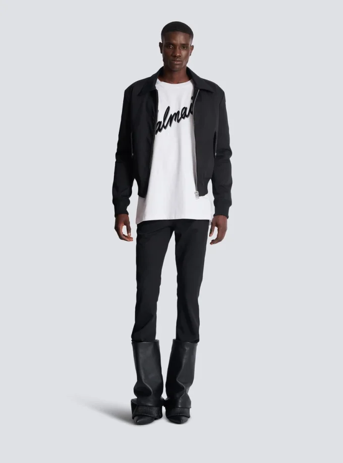 T-shirt with flocked Balmain Letter logo T-shirt with flocked Balmain Letter logo
