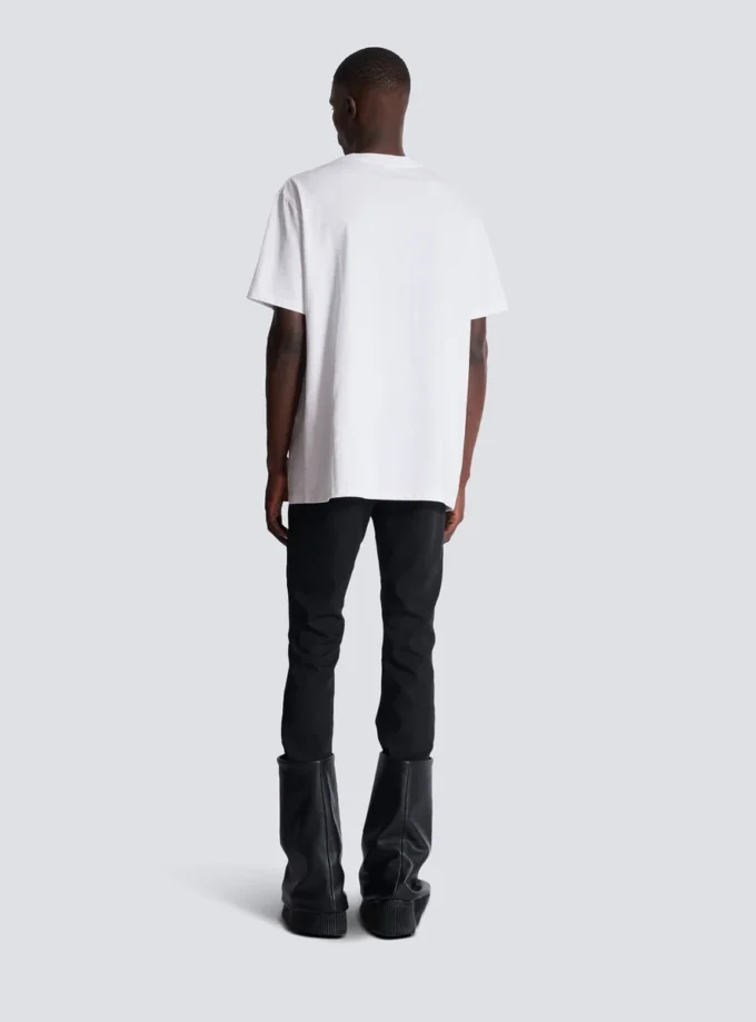 T-shirt with flocked Balmain Letter logo T-shirt with flocked Balmain Letter logo