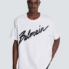 T-shirt with flocked Balmain Letter logo T-shirt with flocked Balmain Letter logo