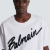 T-shirt with flocked Balmain Letter logo T-shirt with flocked Balmain Letter logo