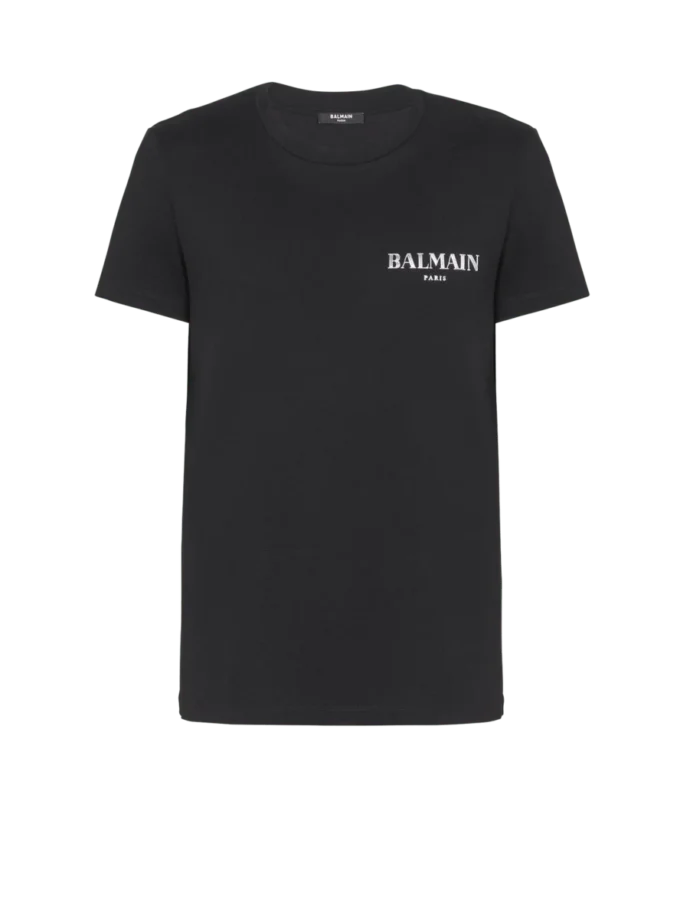 T-shirt with vintage gel Balmain logo T-shirt with vintage gel Balmain logo