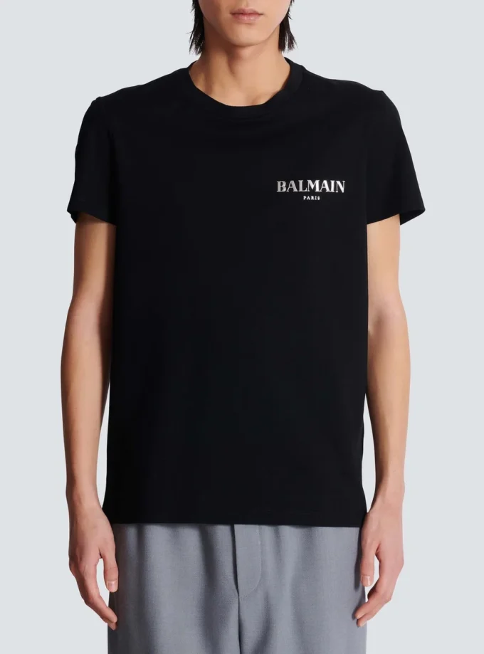 T-shirt with vintage gel Balmain logo T-shirt with vintage gel Balmain logo