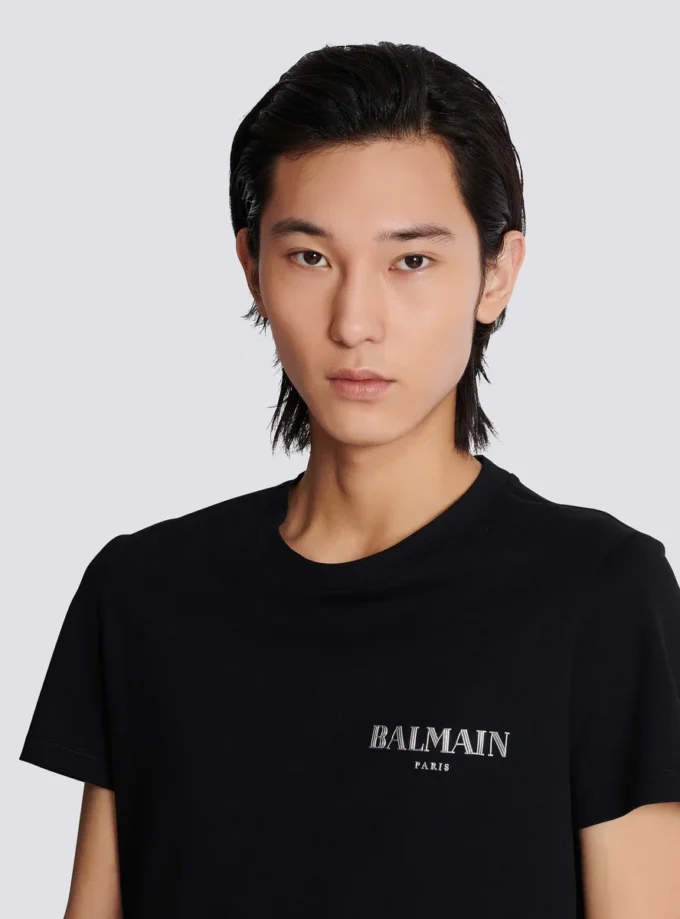 T-shirt with vintage gel Balmain logo T-shirt with vintage gel Balmain logo