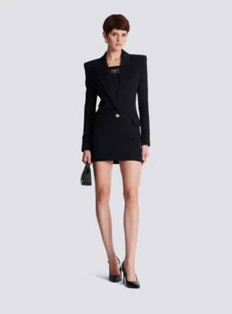 Tailored two pockets double-collar mini dress