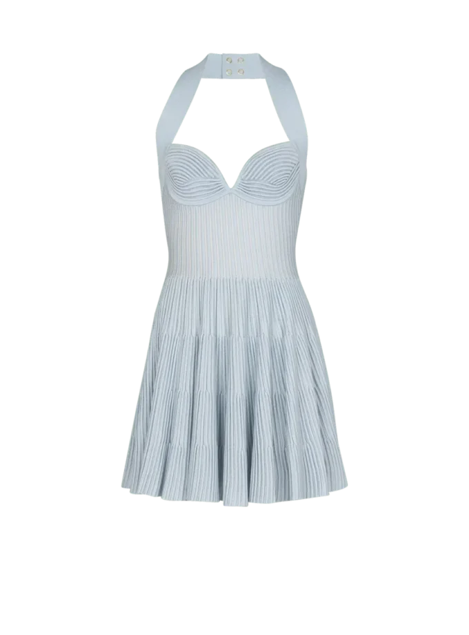 Textured knit halterneck A-line dress Textured knit halterneck A-line dress