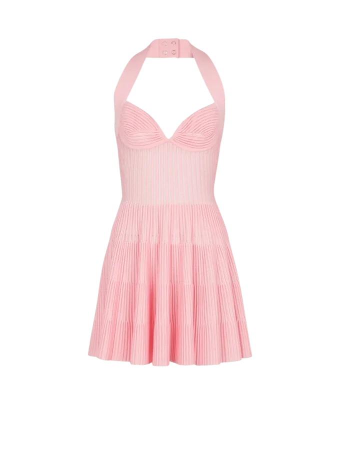 Textured knit halterneck A-line dress Textured knit halterneck A-line dress