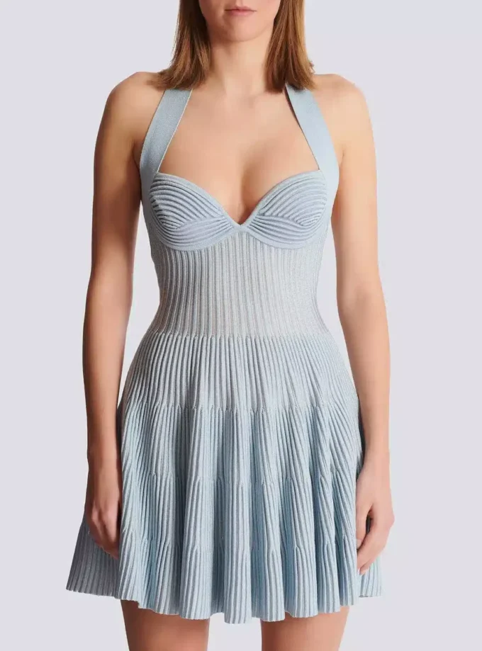 Textured knit halterneck A-line dress Textured knit halterneck A-line dress