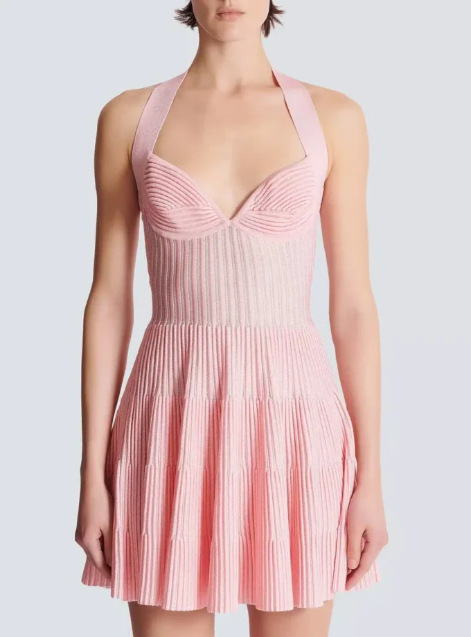 Textured knit halterneck A-line dress Textured knit halterneck A-line dress