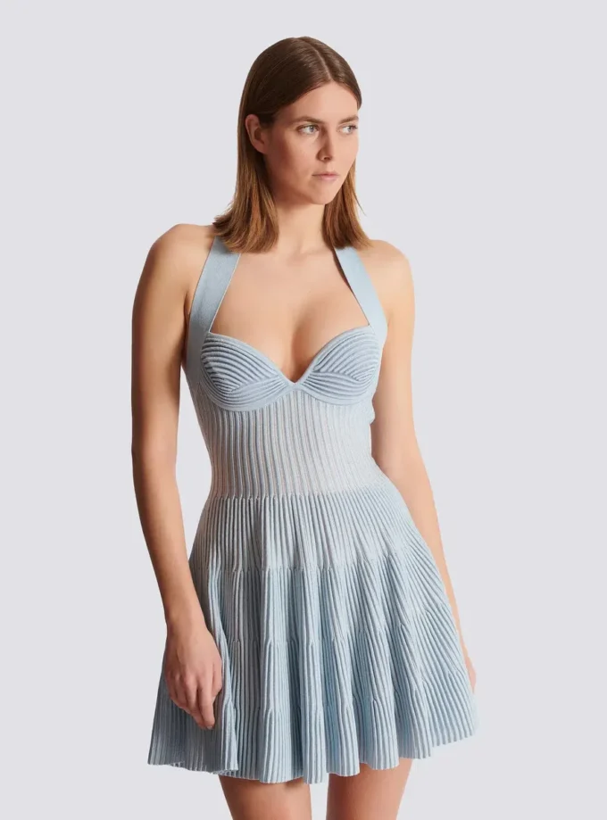 Textured knit halterneck A-line dress Textured knit halterneck A-line dress