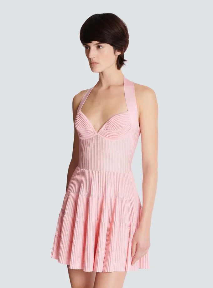 Textured knit halterneck A-line dress Textured knit halterneck A-line dress
