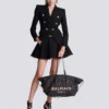 Track tote bag in raffia and calfskin