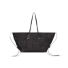 Track tote bag in raffia and calfskin