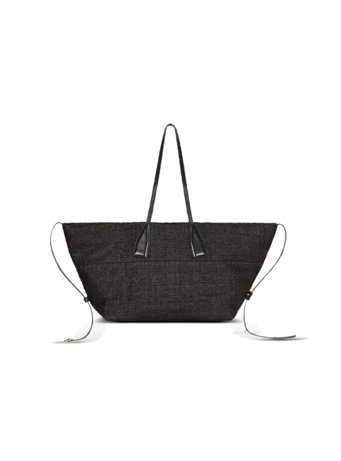 Track tote bag in raffia and calfskin