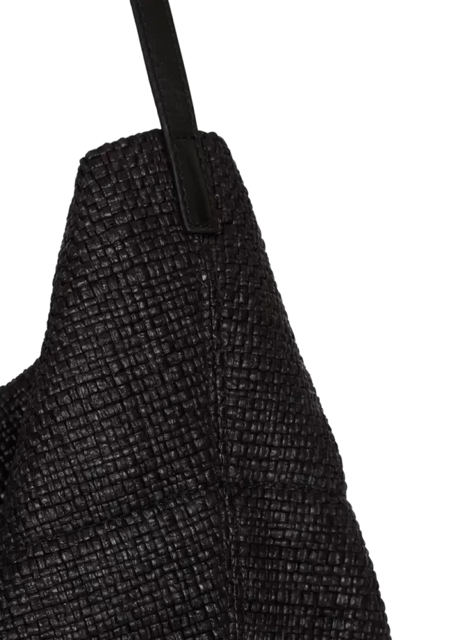 Track tote bag in raffia and calfskin