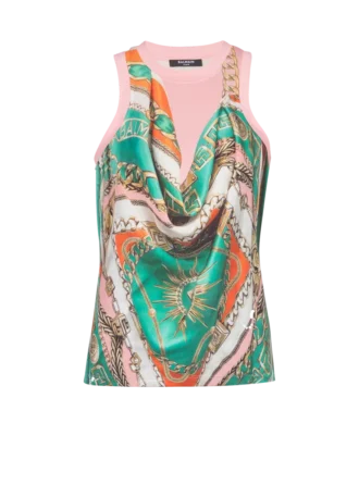 Trompe-l’œil-style Balmain Foulard print vest top