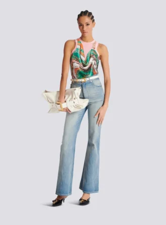 Trompe-l’œil-style Balmain Foulard print vest top