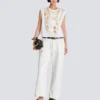 Trompe-l’œil-style Collier print vest top Trompe-l’œil-style Collier print vest top