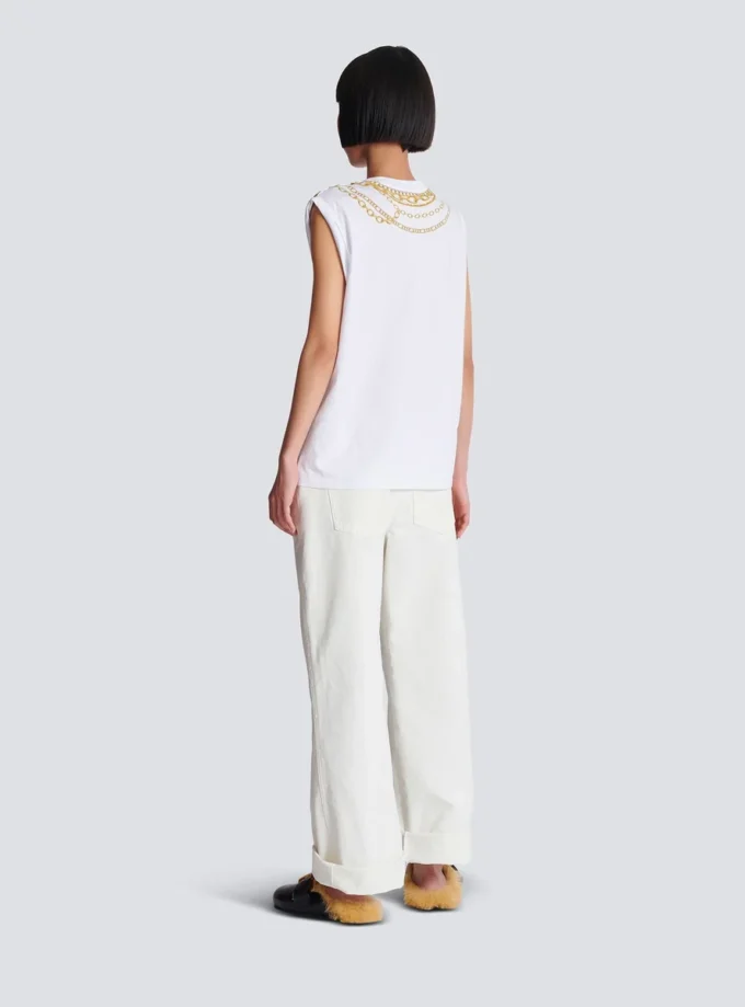 Trompe-l’œil-style Collier print vest top Trompe-l’œil-style Collier print vest top
