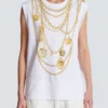 Trompe-l’œil-style Collier print vest top Trompe-l’œil-style Collier print vest top