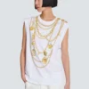 Trompe-l’œil-style Collier print vest top Trompe-l’œil-style Collier print vest top
