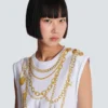 Trompe-l’œil-style Collier print vest top Trompe-l’œil-style Collier print vest top