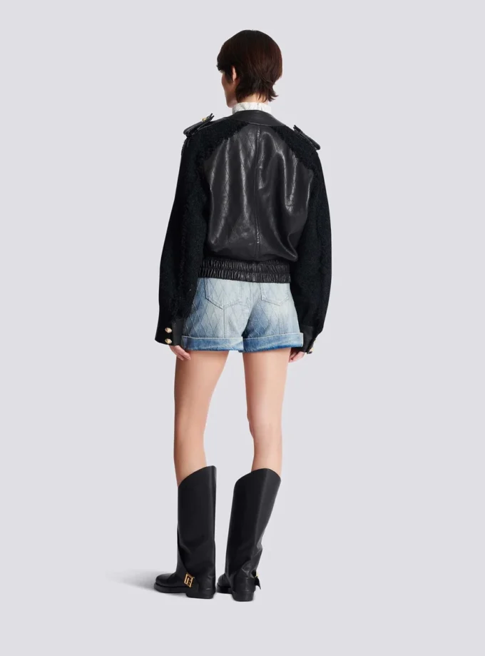 Tweed and leather bomber jacket Tweed and leather bomber jacket