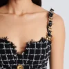 Tweed dress with chain straps