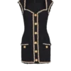 Tweed dress with pearl trim