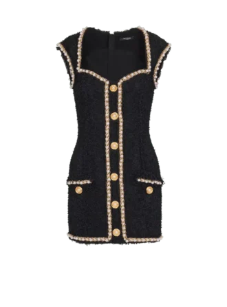 Tweed dress with pearl trim