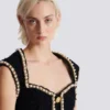 Tweed dress with pearl trim