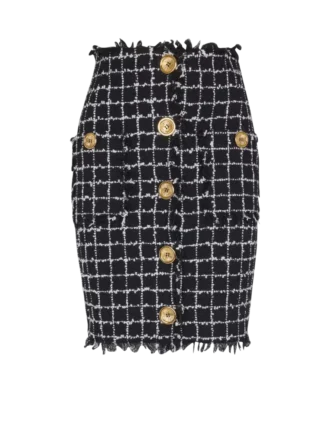 Tweed pencil skirt with buttons