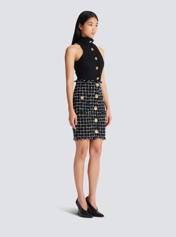 Tweed pencil skirt with buttons Tweed pencil skirt with buttons