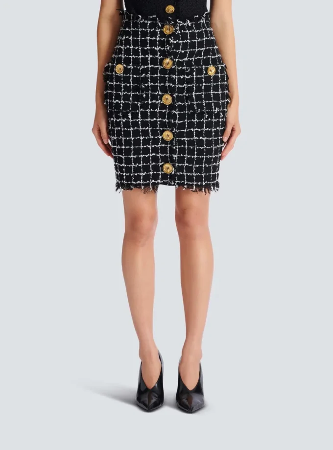 Tweed pencil skirt with buttons Tweed pencil skirt with buttons