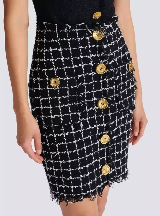 Tweed pencil skirt with buttons Tweed pencil skirt with buttons