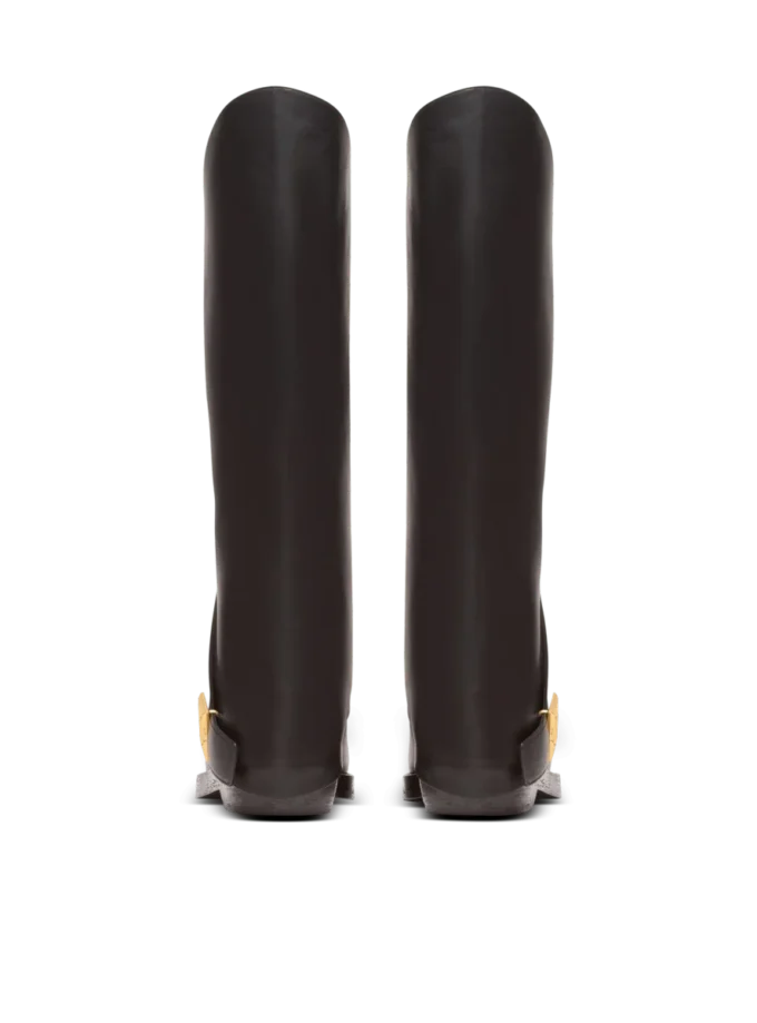 Twist flat leather boots