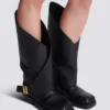 Twist flat leather boots