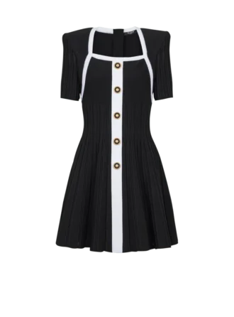 Two-tone A-line knit dress